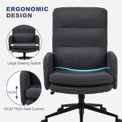 Youhauchair Desk Chair, Faux Cashmere Office Chair, Dark Grey