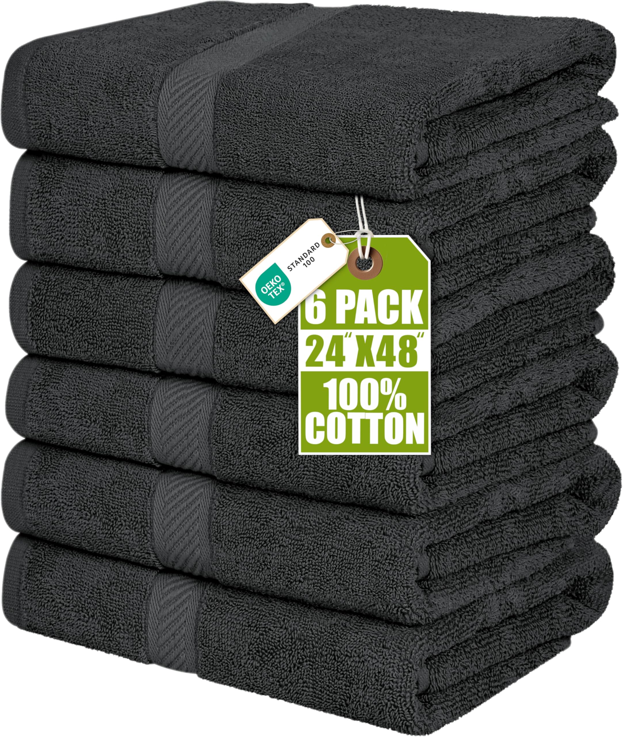Utopia Towels 6 Pack Medium Bath Towel Set, 100% Ring Spun Cotton (24 x 48 Inches) Medium Lightweight and Highly Absorbent Quick Drying Towels