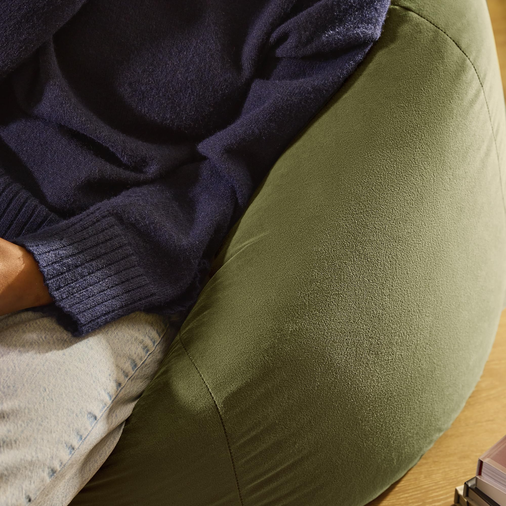 icon Kingston Velvet Bean Bag with Filling Included, Green