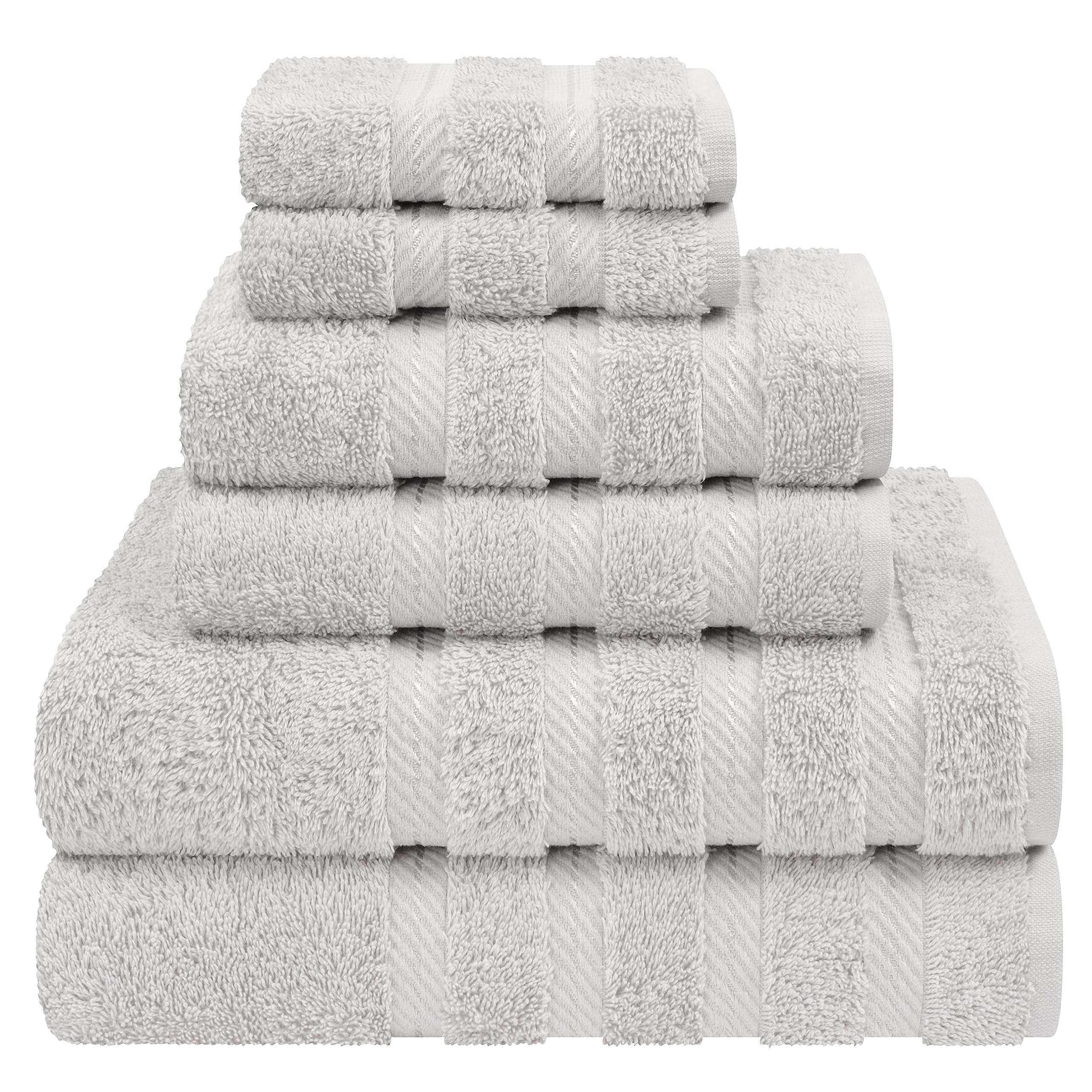 American Soft Linen Luxury 6 Piece Towel Set, 2 Bath Towels 2 Hand Towels 2 Washcloths, 100% Turkish Cotton Towels for Bathroom