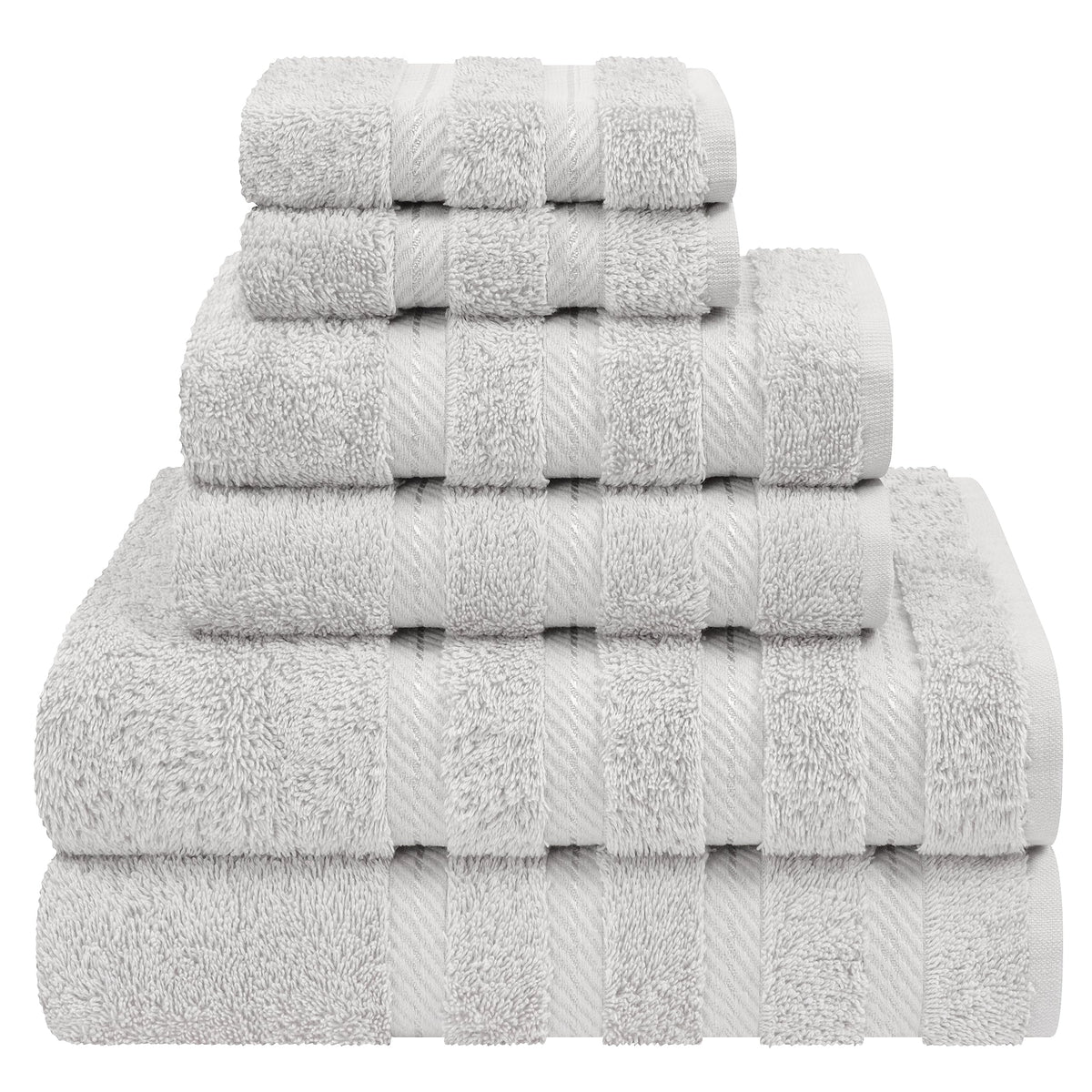 American Soft Linen Luxury 6 Piece Towel Set, 2 Bath Towels 2 Hand Towels 2 Washcloths, 100% Turkish Cotton Towels for Bathroom