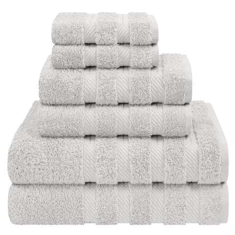 American Soft Linen Luxury 6 Piece Towel Set, 2 Bath Towels 2 Hand Towels 2 Washcloths, 100% Turkish Cotton Towels for Bathroom