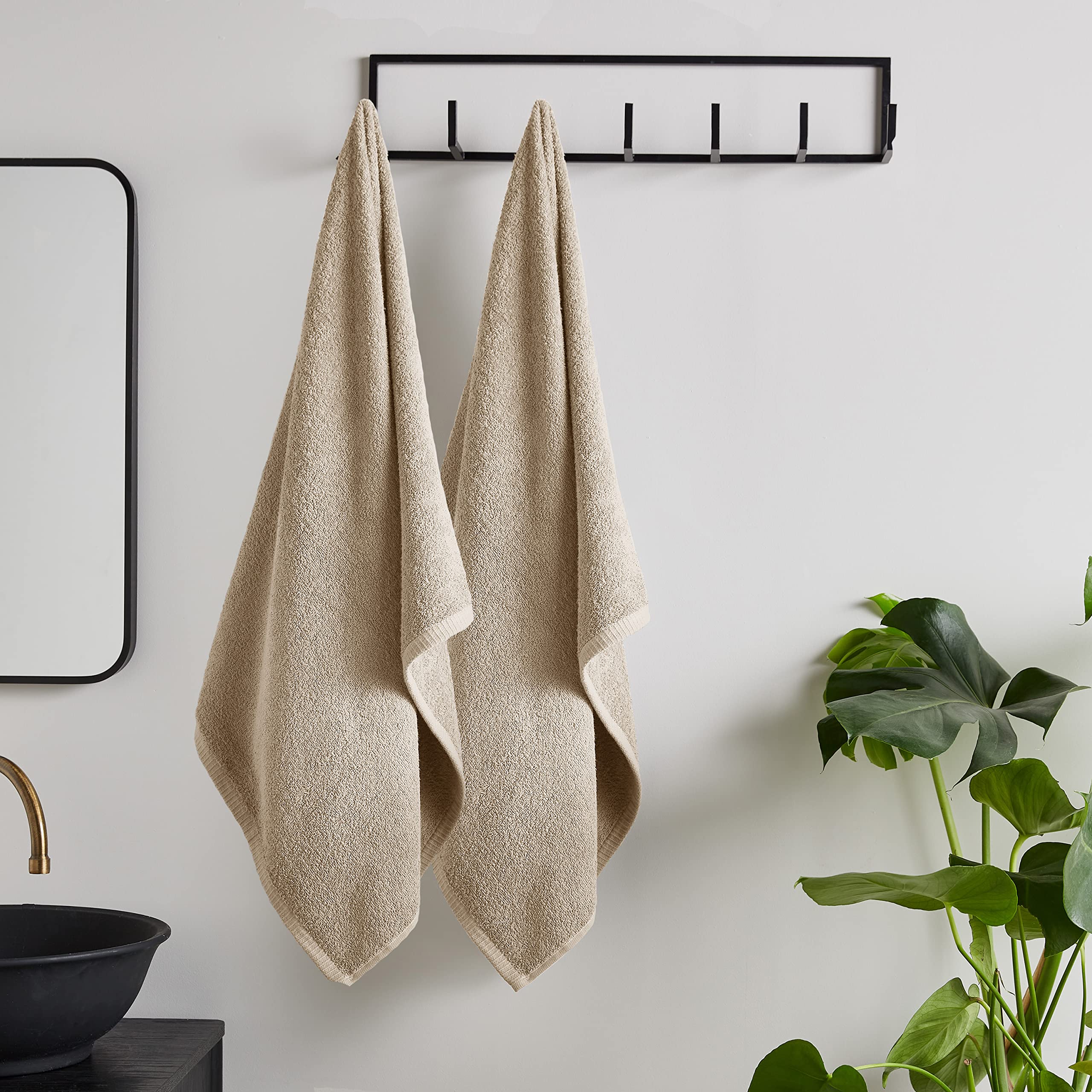 Catherine Lansfield Quick Dry Cotton Bath Sheet Pair Natural