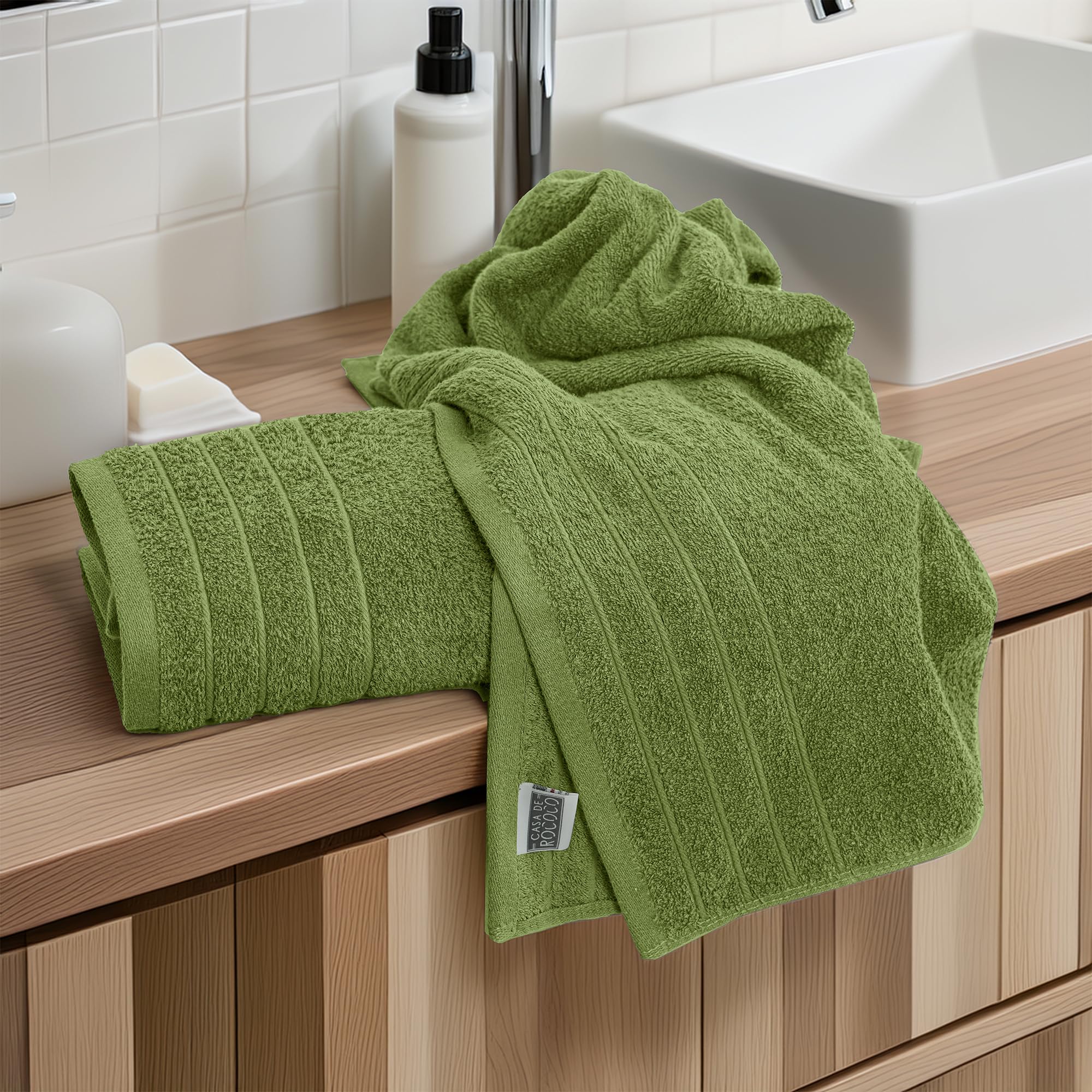 100% Cotton 8 Piece Towel Bale Set - Luxury Bathroom Towels (Forest Green)