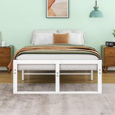 VECOCHO Bed 120 x 200 cm, Double Bed Frame with Metal Slatted Base, 32 cm High Storage Space, Black