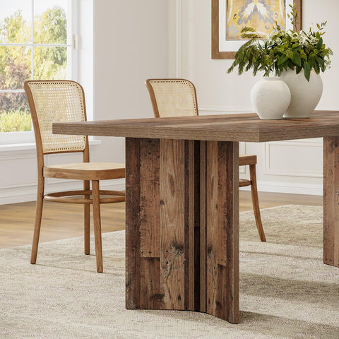 Tribesigns Farmhouse Dining Table for 4 to 6 People, 63-inch Rectangle Wooden Kitchen Table with Large Tabletop and Heavy Duty Legs for Dining