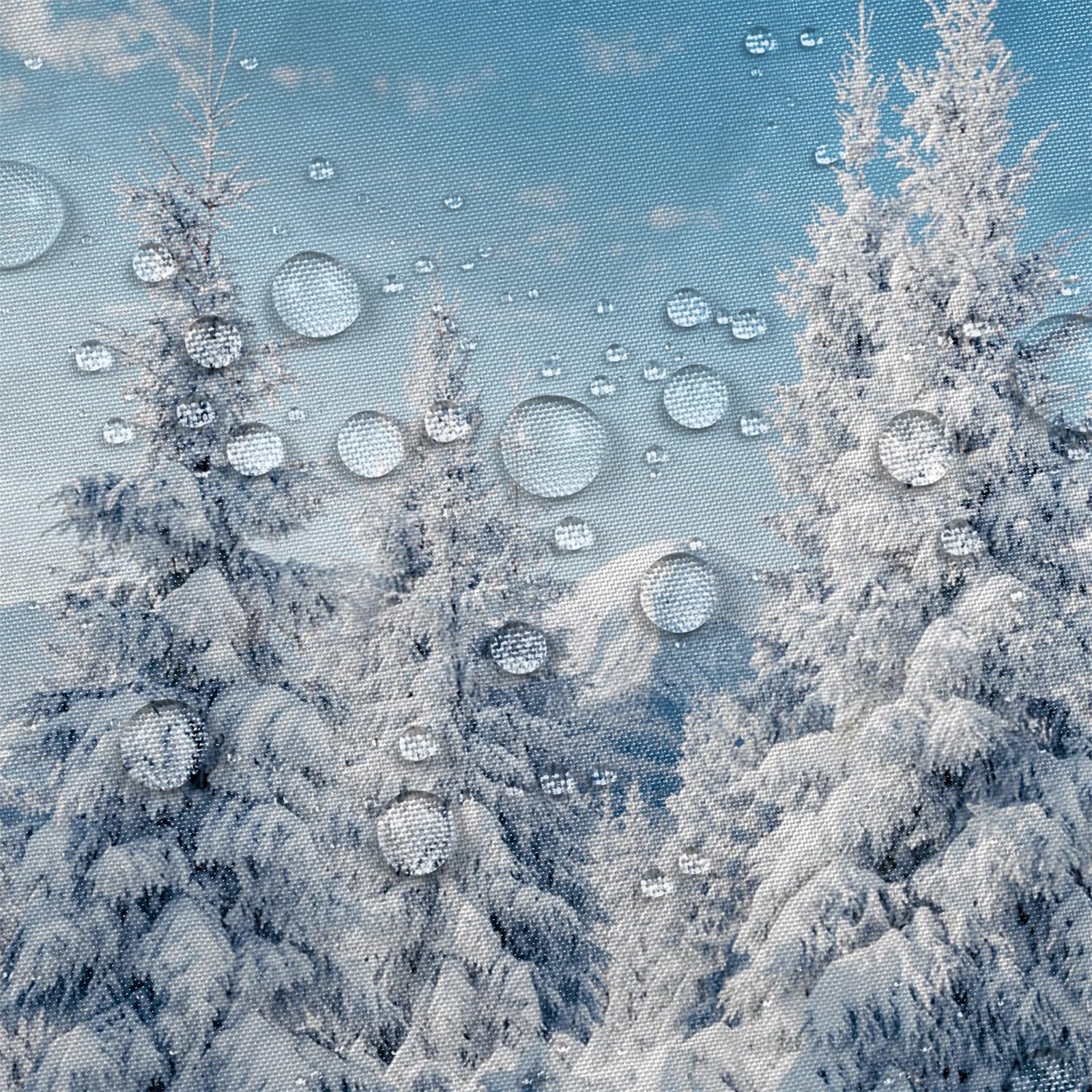 Kzzfqxb 180x200cm Shower Curtains with Plastic Hooks, Christmas New Year Rural Blue Sky Snow Covered Earth and Pine Trees Waterproof Polyester Fabric