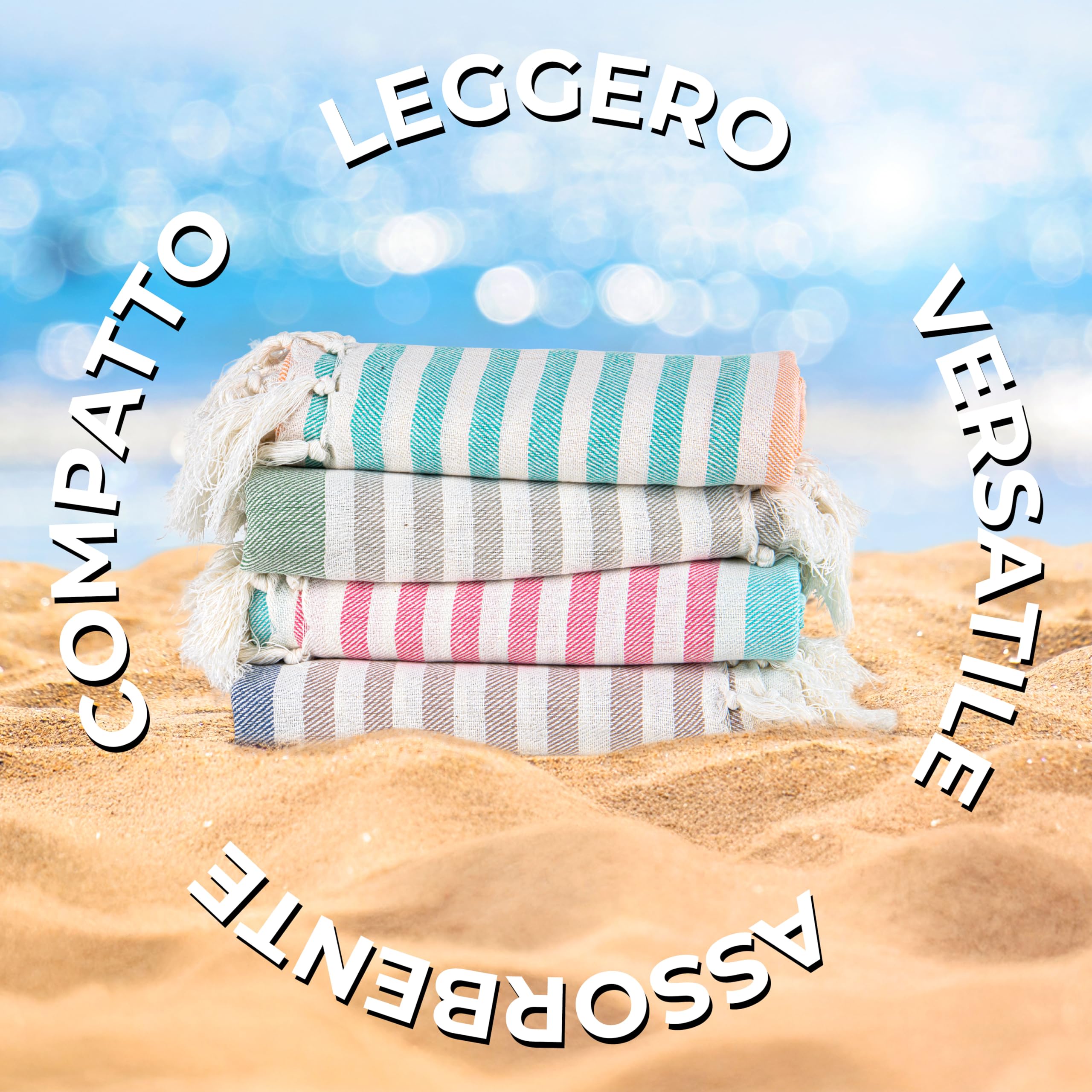 Ruggeri Fouta Beach Towel 100% Cotton, 170x170 cm, Blue