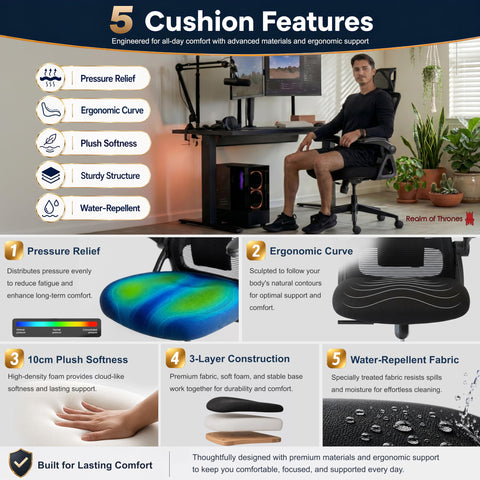 Realm of Thrones Mesh Ergonomic Office Chair, Back Support and Long Hours