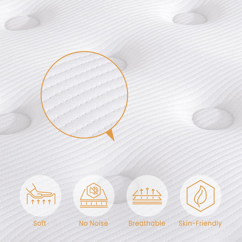 TeQsli Small Double Mattress 4FT Memory Foam Spring Hybrid Mattress 22CM