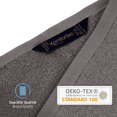 Komfortec Set of 2 Hand Towels 50 x 100 cm 100% Cotton 470 g/m² Terry Cloth Soft Anthracite Grey