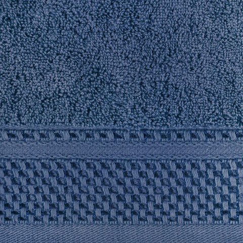 Eurofirany Carlo Bath Towel Set Hand Towel Sauna Towel Pattern - Absorbent, 100% Cotton 580g/m, Pack of 3 and 6, Navy Blue, 50 x 90 cm, 6