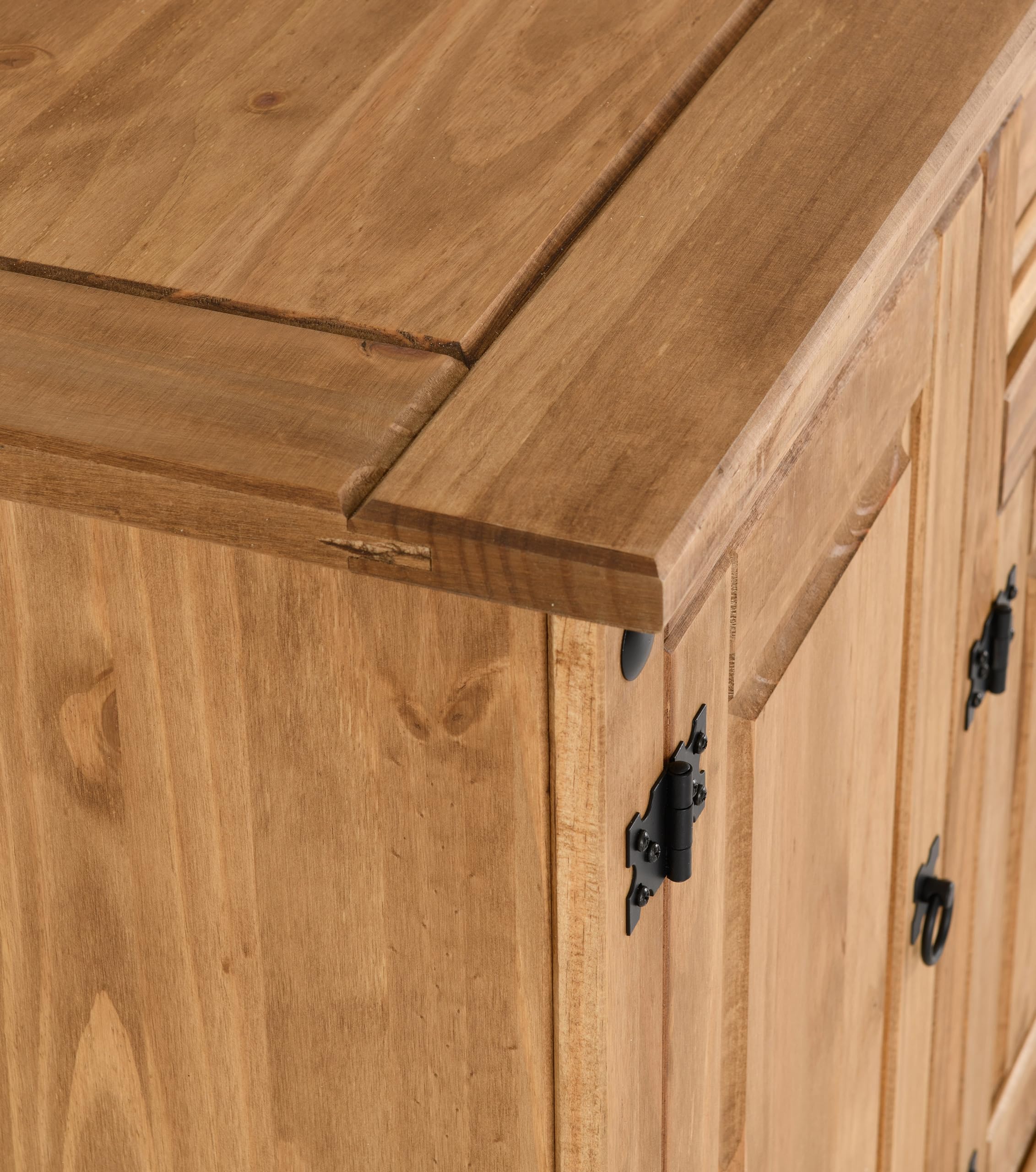 Seconique Corona 4 Door 1 Drawer Sideboard in Distressed Waxed Pine