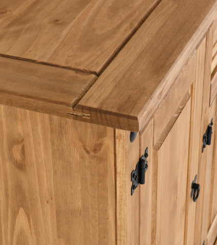 Seconique Corona 4 Door 1 Drawer Sideboard in Distressed Waxed Pine
