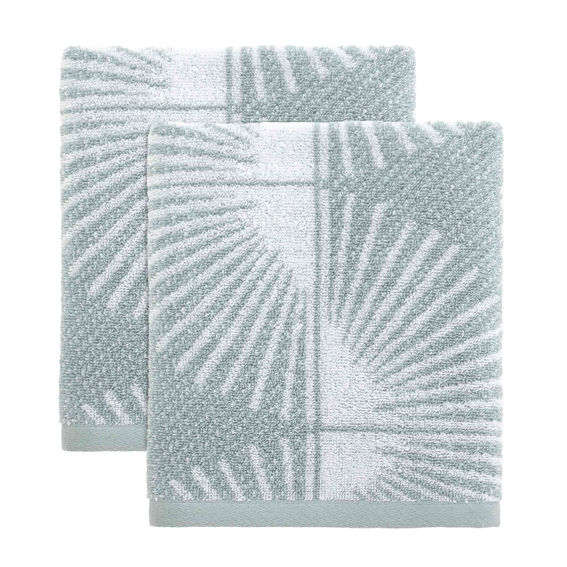 Nicole Miller - Hand Towels, Soft & Absorbent Cotton, Dorm Room Essentials, Set of 2 (Kendall Collection, Oasis)