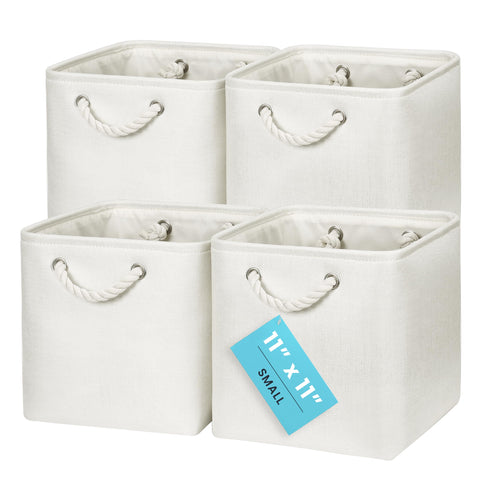 OrganiHaus Fabric Storage Boxes, Set of 4 Foldable 28x28 Cube Organiser Bins with Rope Handles for Shelves, Nursery & Closet