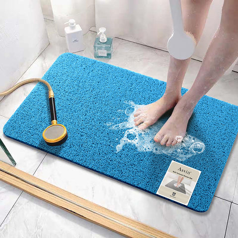 Asvin Soft Textured Bath, Shower, Tub Mat, 47x16 Inch, Phthalate Free, Non Slip Comfort Bathtub Mats with Drain