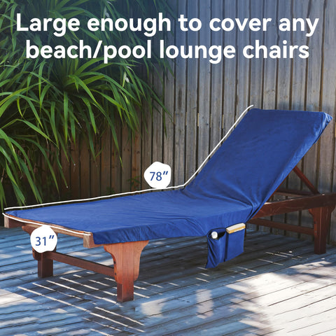 Kato Tirrinia Sandproof Beach Chair Towel Cover with Side Pockets, 198×79cm Extra Large Microfiber Beach Towel