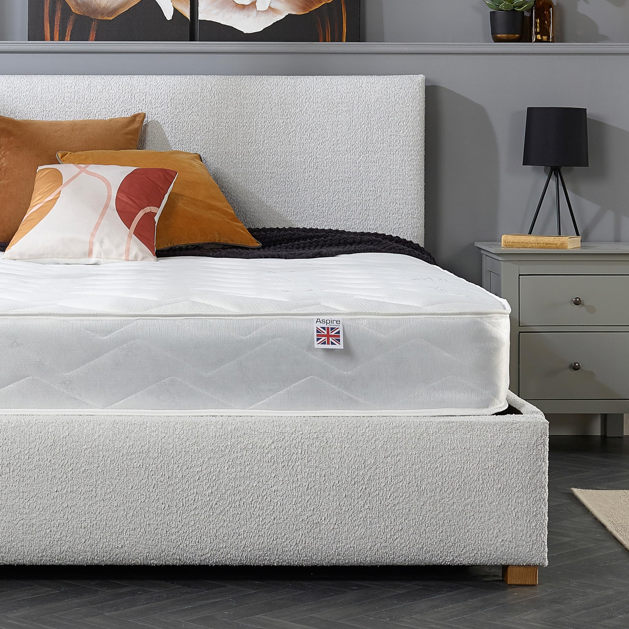 Aspire Beds Cirrus White 3 Sleep Comfort Layers & AC Aspire-Cool Touch Sleep Surface Hybrid Bonnell 500 Sprung & Memory Foam Premium Economy Mattress