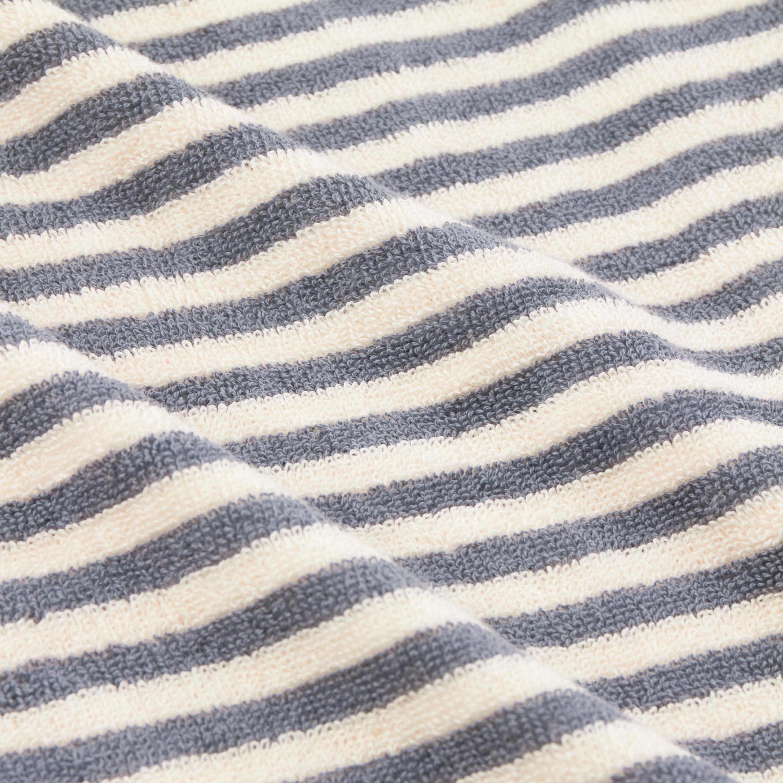 Yard Hebden Striped Cotton Terry Bath Sheet (Mineral Blue, 100 x 150 cm)