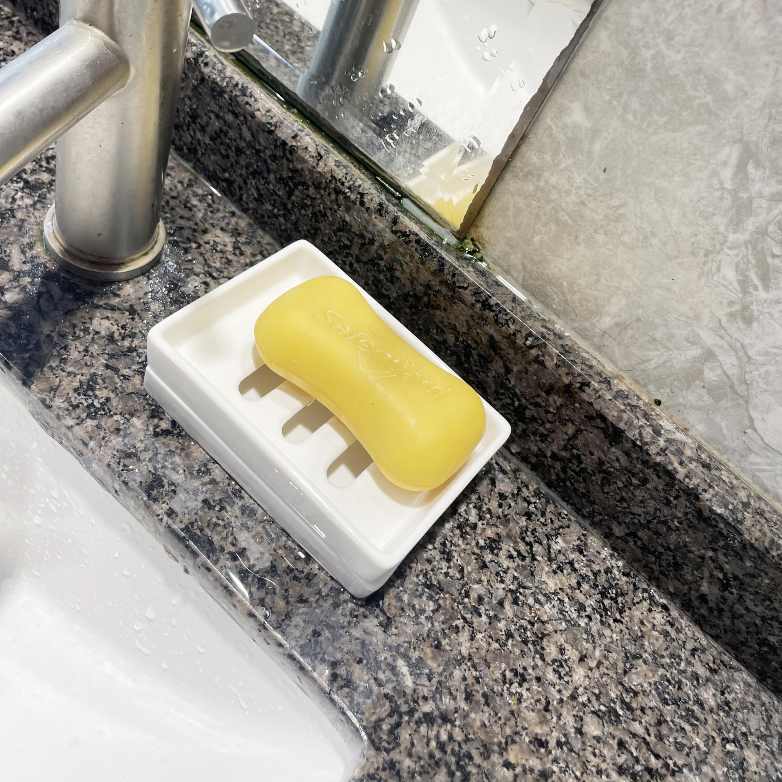 Lofekea Ceramic Soap Dish, Showe Bar Soap Holder, Soap Dishes for Bathroom