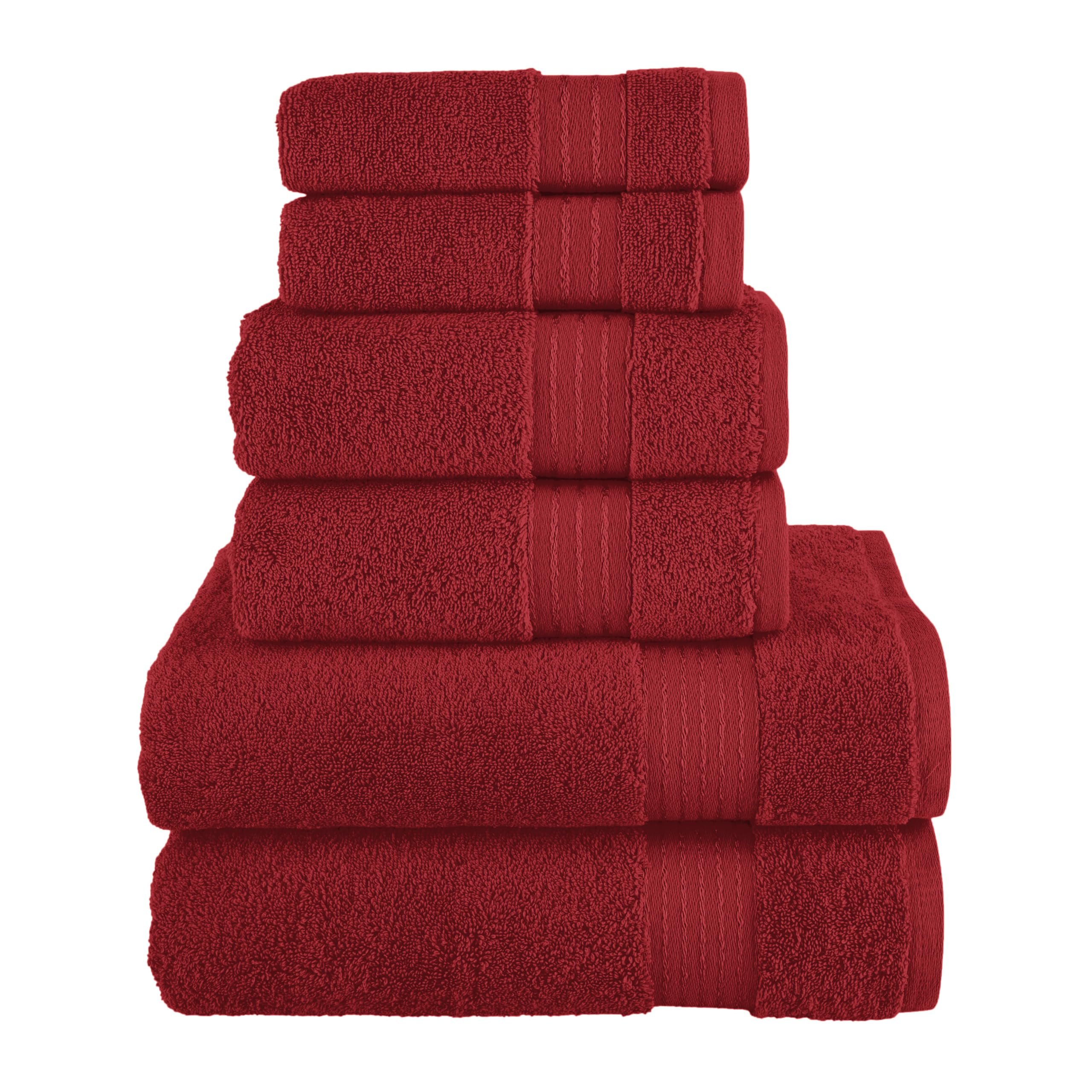 Elegant Comfort Premium Cotton 6-Piece Towel Set, Includes 2 Washcloths, 2 Hand Towels and 2 Bath Towels, 100% Turkish Cotton