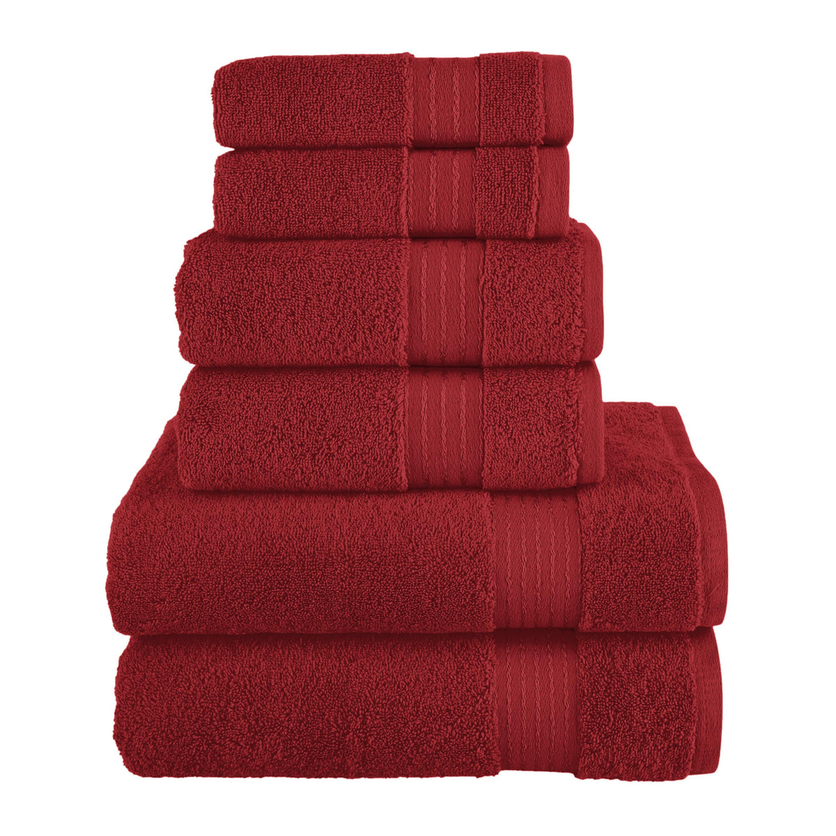 Elegant Comfort Premium Cotton 6-Piece Towel Set, Includes 2 Washcloths, 2 Hand Towels and 2 Bath Towels, 100% Turkish Cotton