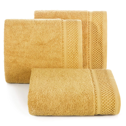 Eurofirany Carlo Bath Towel Set Hand Towel Sauna Towel Pattern - Absorbent, 100% Cotton 580g/m, Pack of 3 and 6, Rapeseed Yellow, 50 x 90 cm, 6