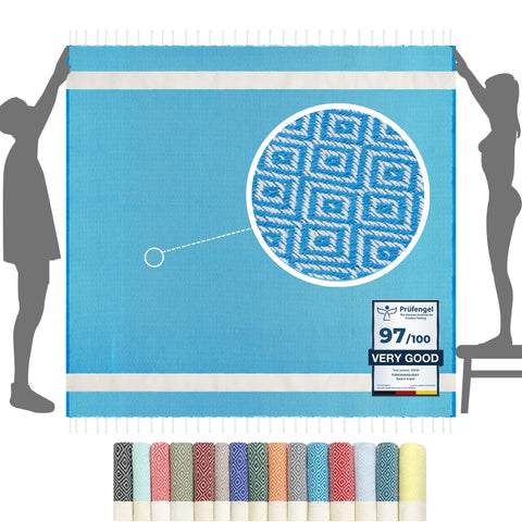 furora HOLIDAY Beach Towel XXL Extra Large OVERSIZED 200x200 cm / 79x79 Inch - cotton | Turkish Towel Fouta + Picnic Blanket | Beach Blanket