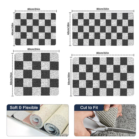 Non Slip Checkered Shower Mats 40x80CM, PVC Loofah Bath Mat for Inside Shower, Quick Dry Soft Bath Mat for Bathroom Floor