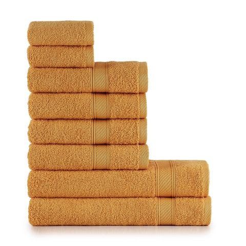 nottoc Hand Towel Set Orange 8-Piece / 2 Bath Towels 70 x 140 cm + 4 Hand Towels 50 x 90 cm + 2 Guest Towels 30 x 50 cm