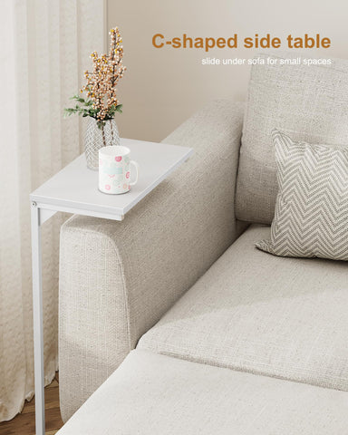 TUTOTAK C Shaped Side Table, Set of 2, Small End Table, 28.7 inch Tall Couch Sofa Table, Living Room, Bed Room, White V1TB01BW0712EU
