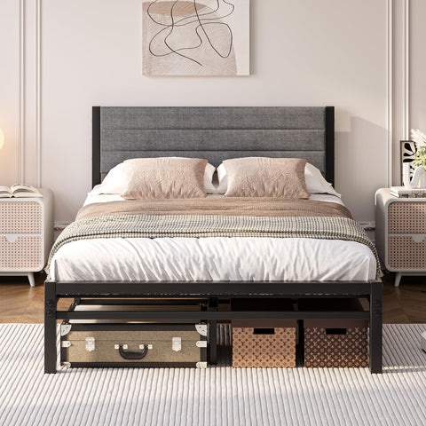 JUISSANO Upholstered Bed 120 x 200 cm Bed Frame Youth Bed Frame Bed 120 x 200 cm with Metal Slatted Frame, Padded Pedestal, Modern Single Bed