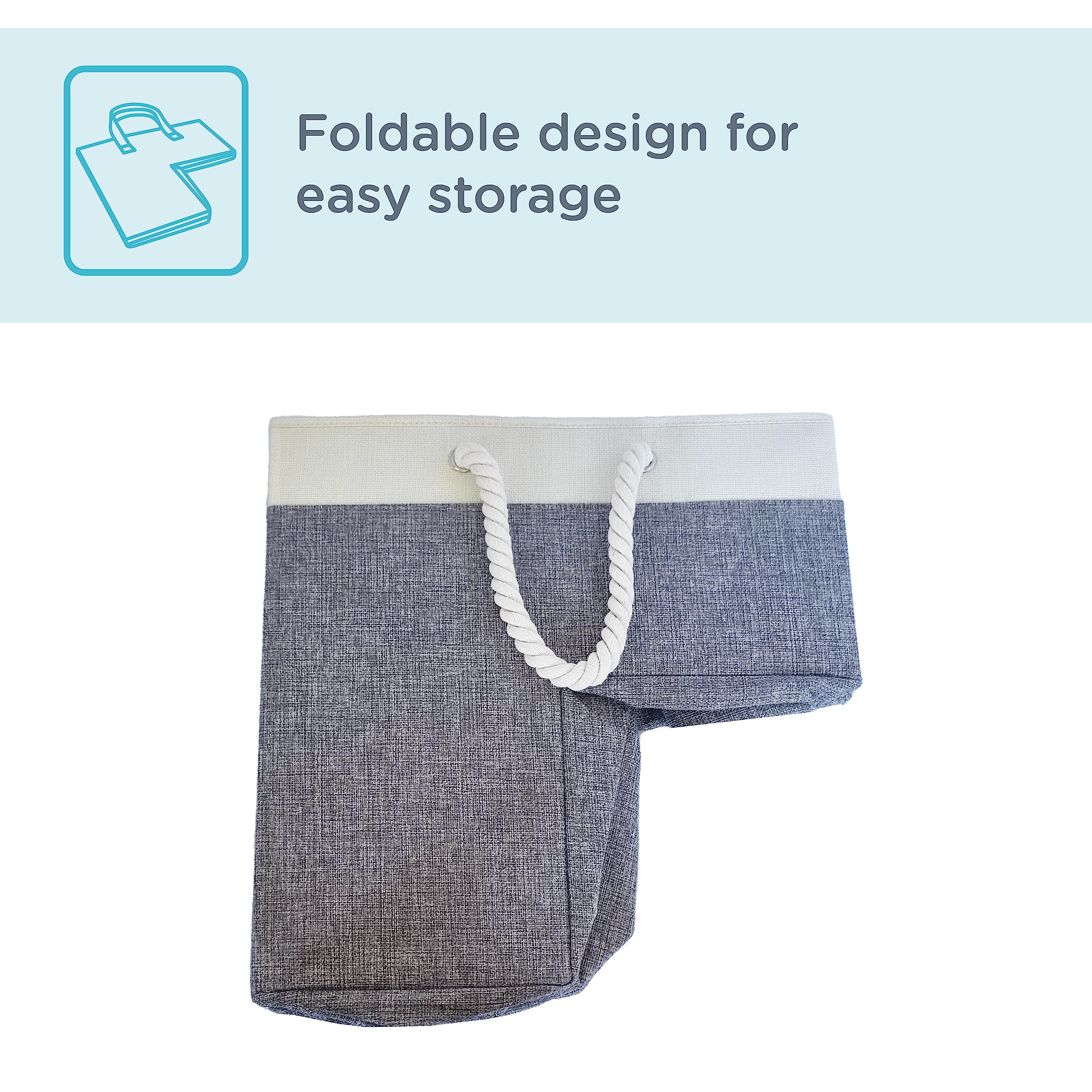 tullcan Tulcan Foldable Stair Basket Organiser. Large Stair Tidy Basket Storage with Lightweight, Collapsible Design (Grey and white)