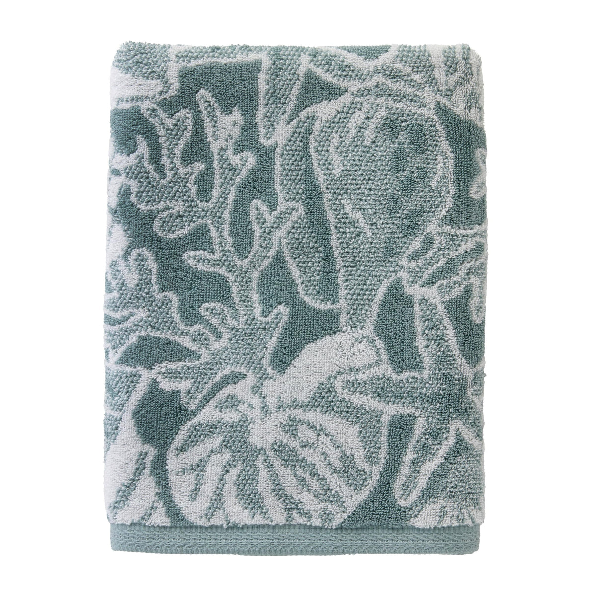 SKL Home South Seas Shell 100% Cotton Premium Bath Towel, 550 GSM, Reversible Jacquard, Soft & Absorbent, Tropical/Coastal/Beach/Resort, Teal/White