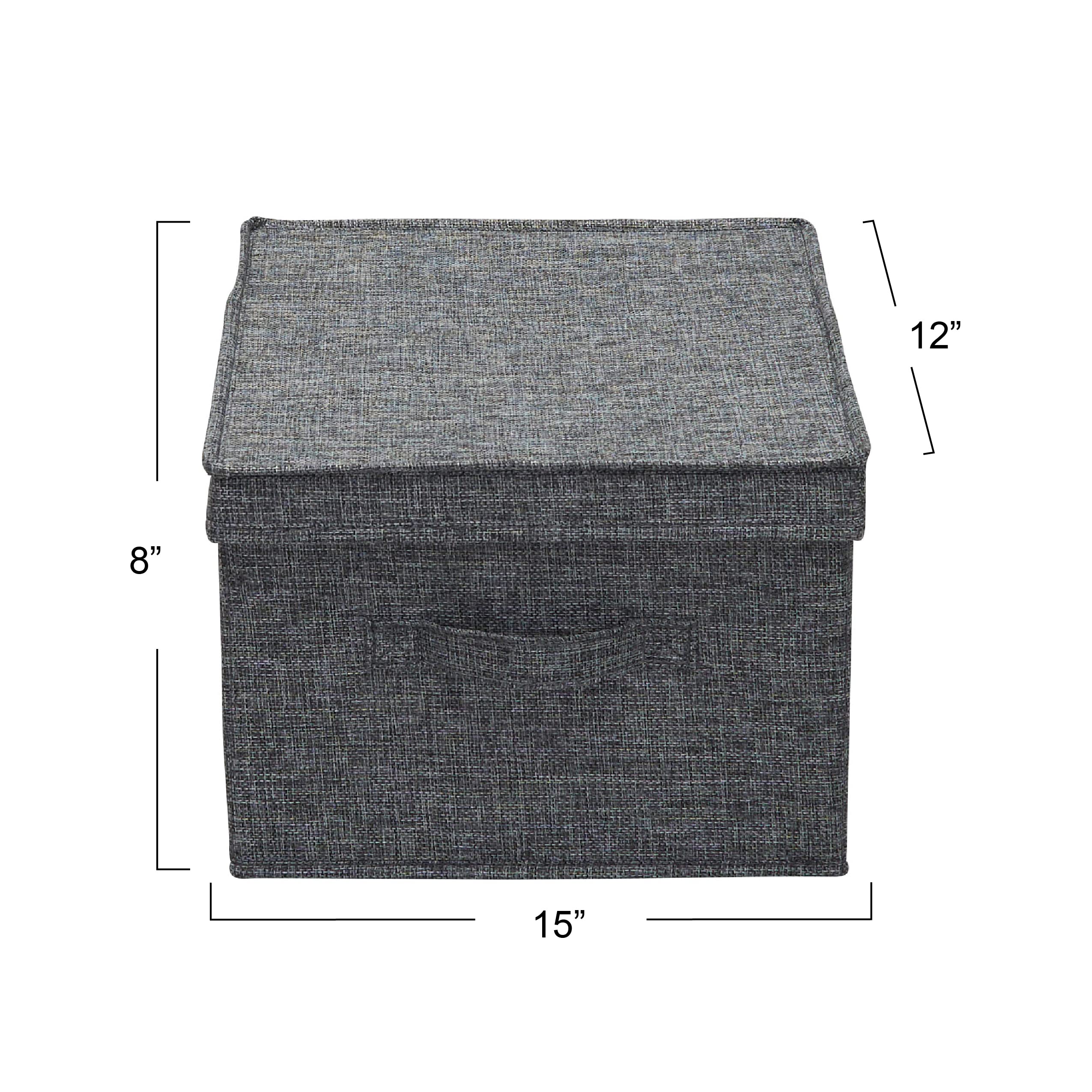 Household Essentials Large Fabric Storage Bins with Lids, Graphite, Set of 2