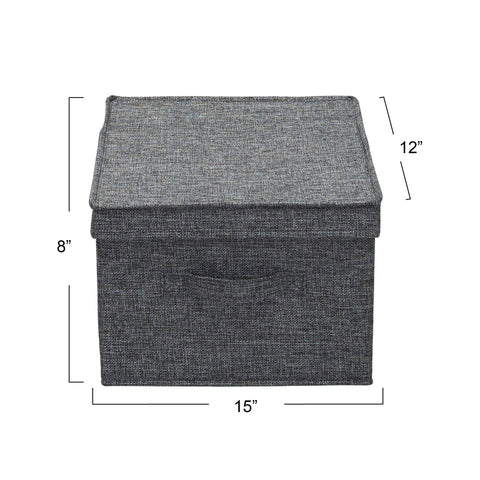 Household Essentials Large Fabric Storage Bins with Lids, Graphite, Set of 2
