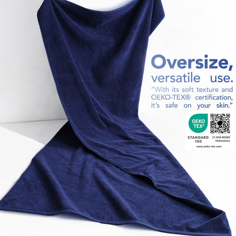 American Soft Linen Oversized Bath Sheet 40x80 Extra Large for Bathroom, 100% Cotton Turkish Jumbo Bathsheet Towels for Adults, Navy Blue Bath Sheet