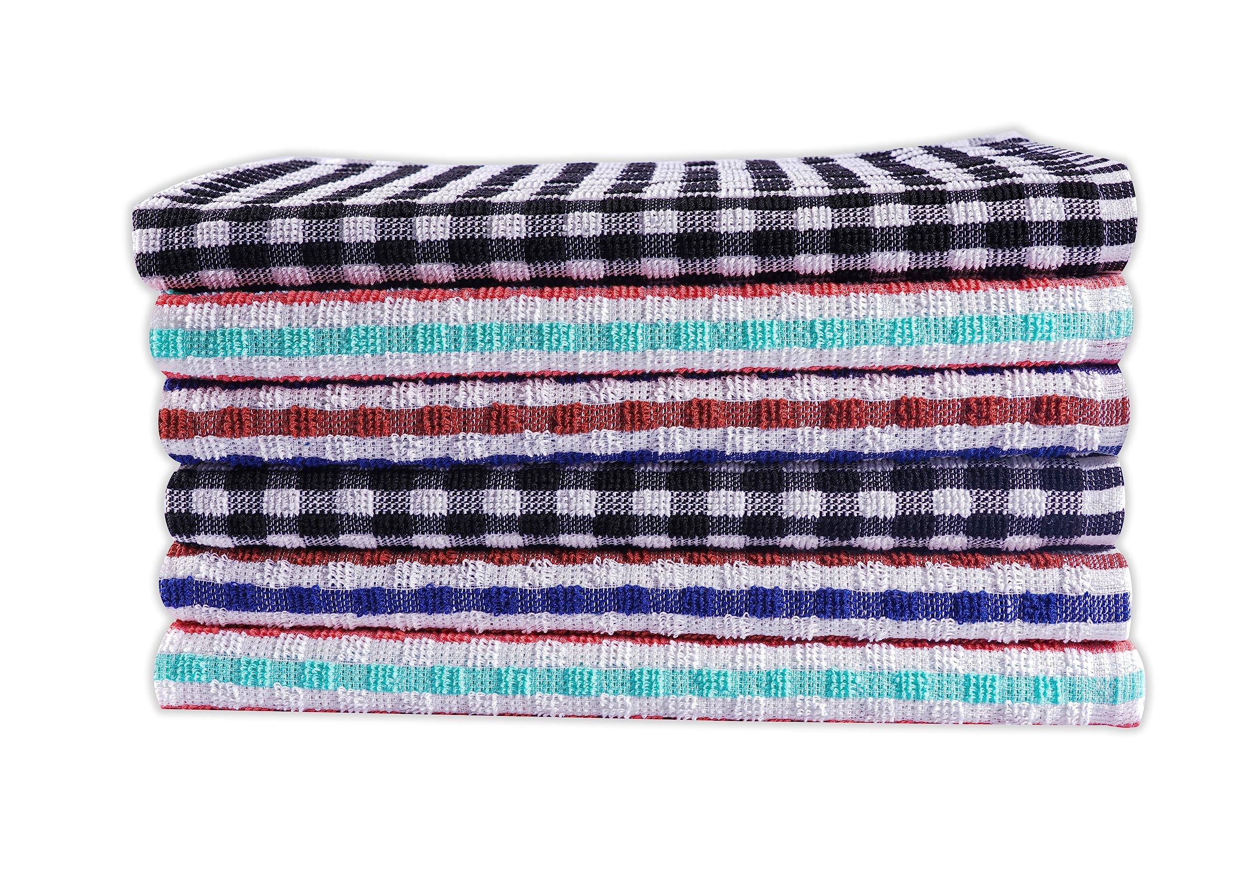 QUALITY HOME TEXTILES 100% CottonTerry Towelling Tea Towels with Hanging Loop | Pack of 3| Kitchen Hand Towels Dish Cloth Super Absorbent Soft Touch