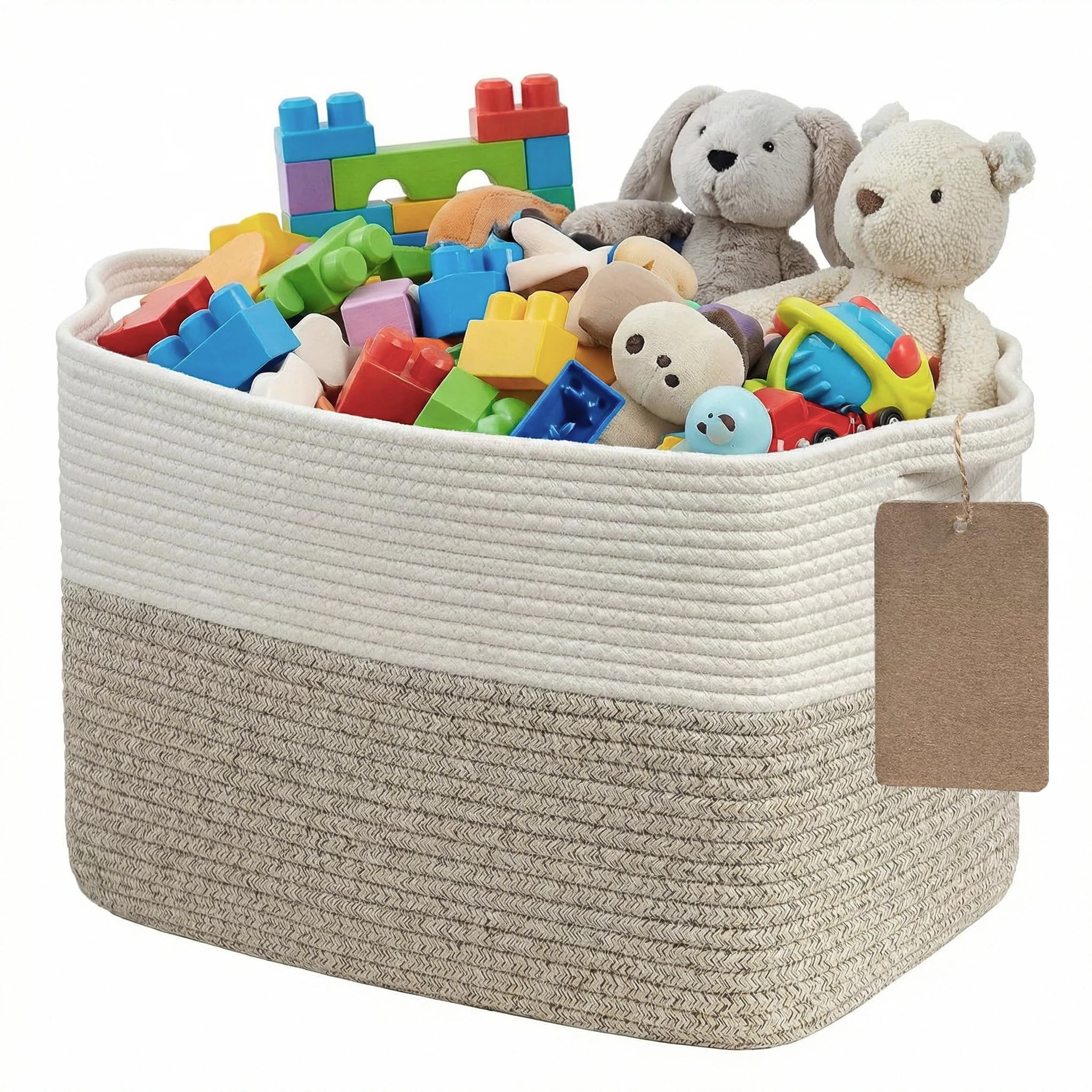 Esteopt Large Woven Cotton Rope Storage Basket with Handles | Laundry & Blankets | Soft, Stylish Organiser for Nursery