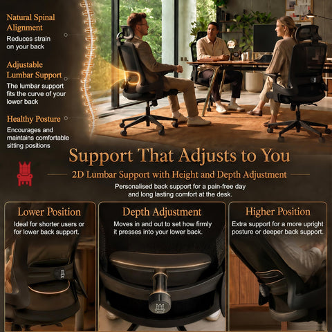 Realm of Thrones Ergonomic Office Chair, 3D Armrests and 2D Lumbar Support