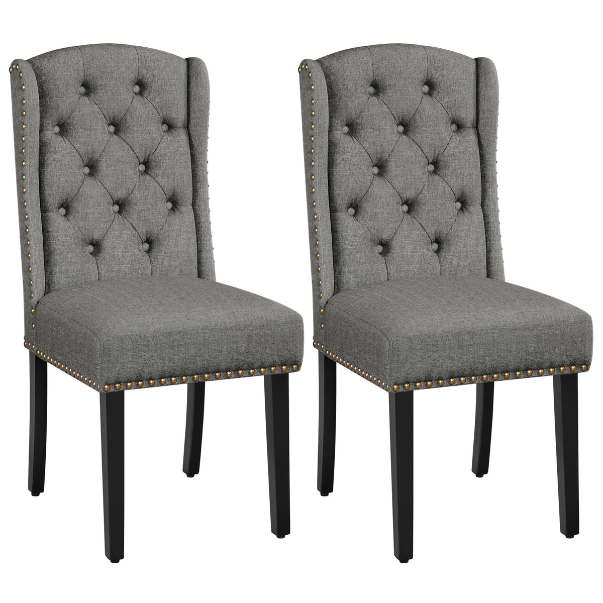 Yaheetech Classic Dining Room Chairs Set of 2 with Wooden Legs, Light Gray