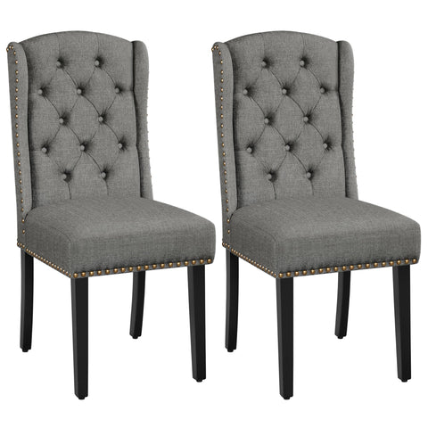 Yaheetech Classic Dining Room Chairs Set of 2 with Wooden Legs, Light Gray