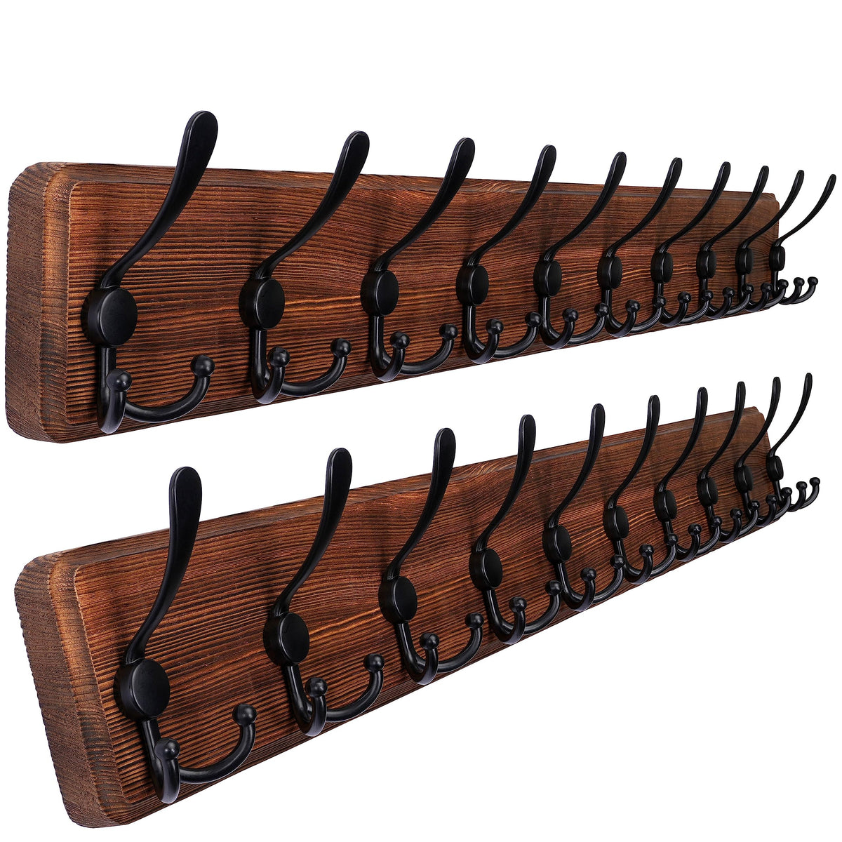 SKOLOO Coat Rack Wall Mounted - 38.3'' Long, Pack of 2, Wooden, Heavy Duty, Rustic Coat Hooks for Wall