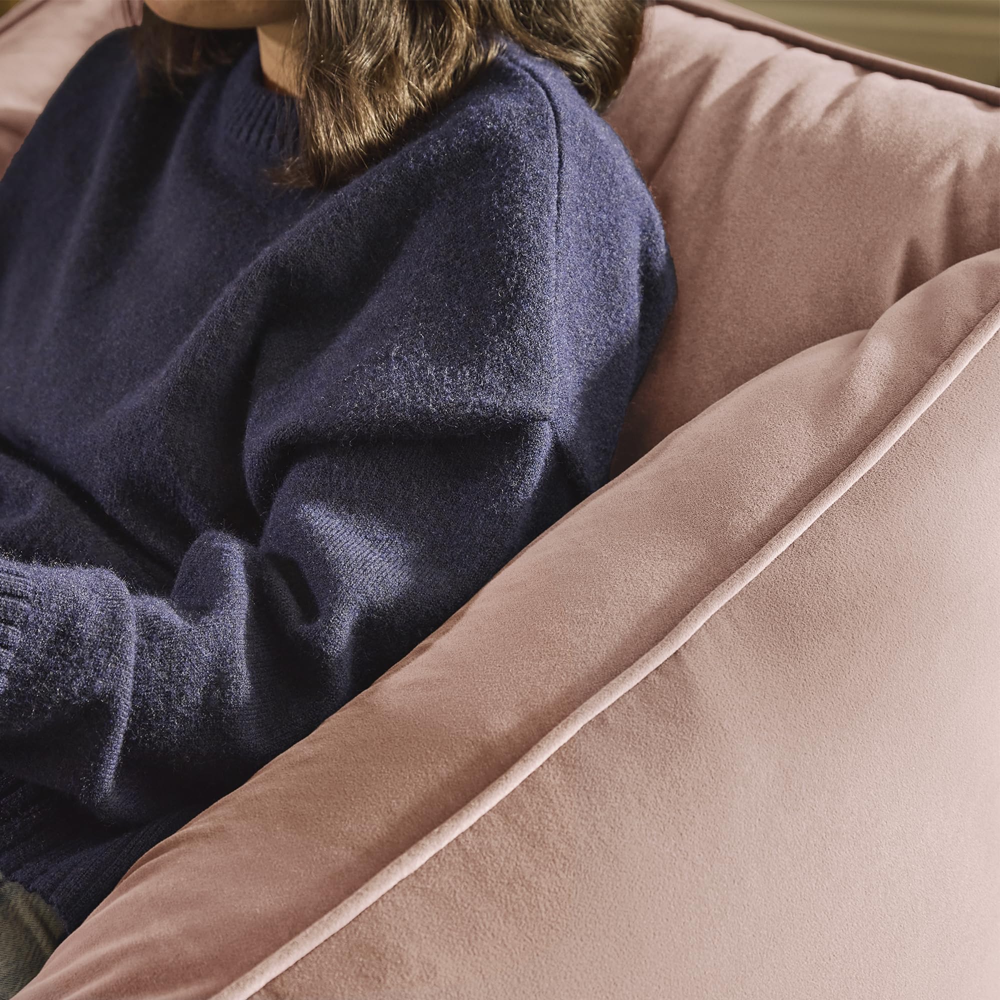 icon Natalia Velvet Bean Bag Chair with Filling Included, Pink
