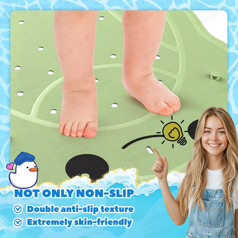 UNEEDE Non Slip Bath Mat for Kids, Frog Rubber Bathtub Mat, 76x45cm