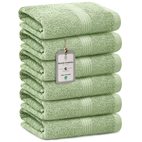 HomeBurg Luxe 6-Piece Towel Set – Soft & Absorbent Cotton, Quick-Drying, Easy Care, 40 x 70 cm, Sage Green