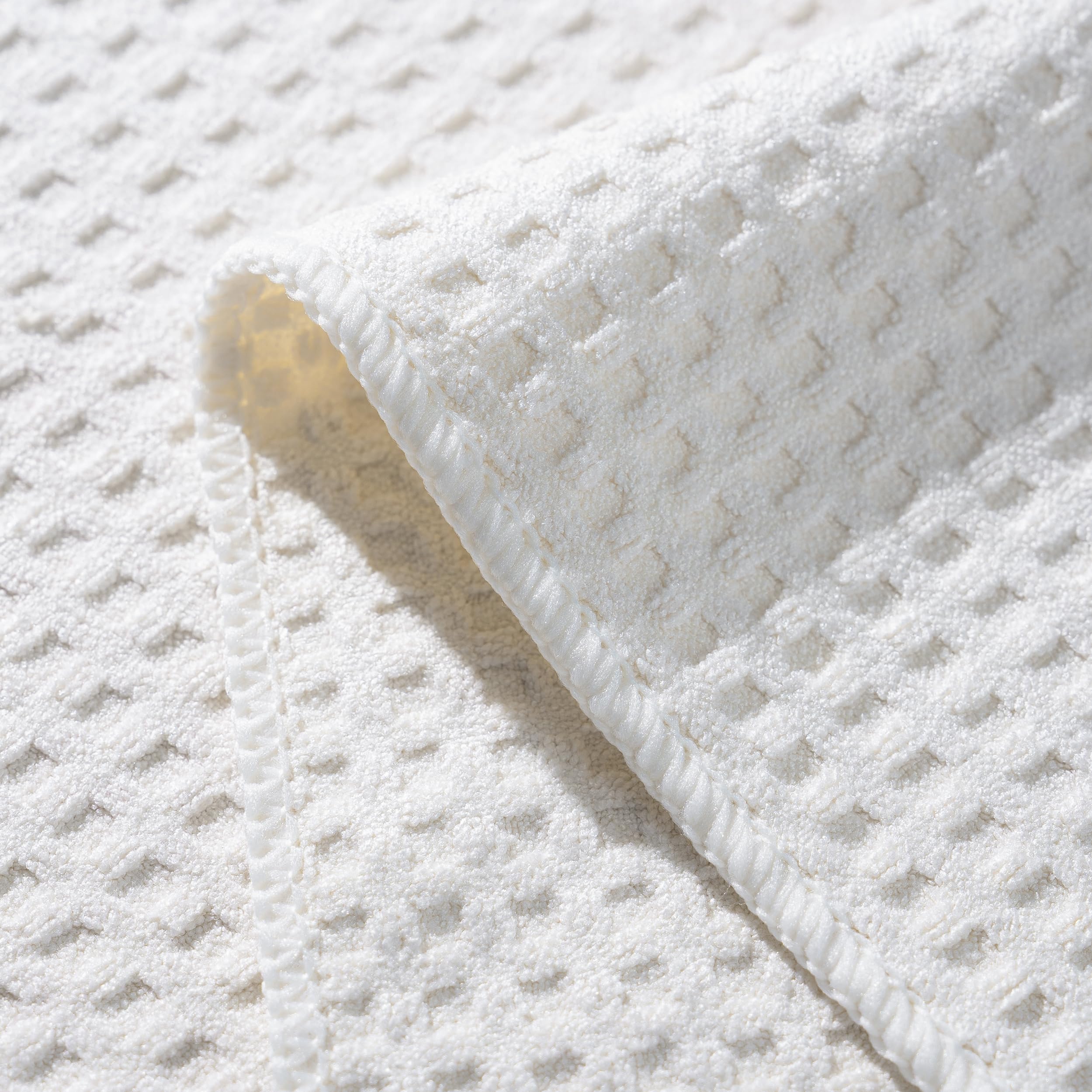 POLYTE 380 GSM Microfibre Waffle Kitchen Tea Towel, 40.6x71.1 cm, 8 Pack
