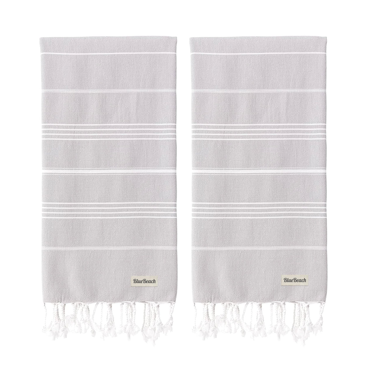 Blue Beach Turkish Towel - Set of 2-100x180cm Large Turkish Hammam Peshtemal Towel - Super Absorbent, Quick Dry, Lightweight