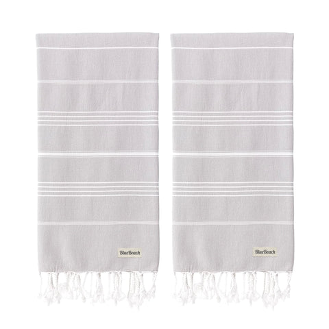 Blue Beach Turkish Towel - Set of 2-100x180cm Large Turkish Hammam Peshtemal Towel - Super Absorbent, Quick Dry, Lightweight